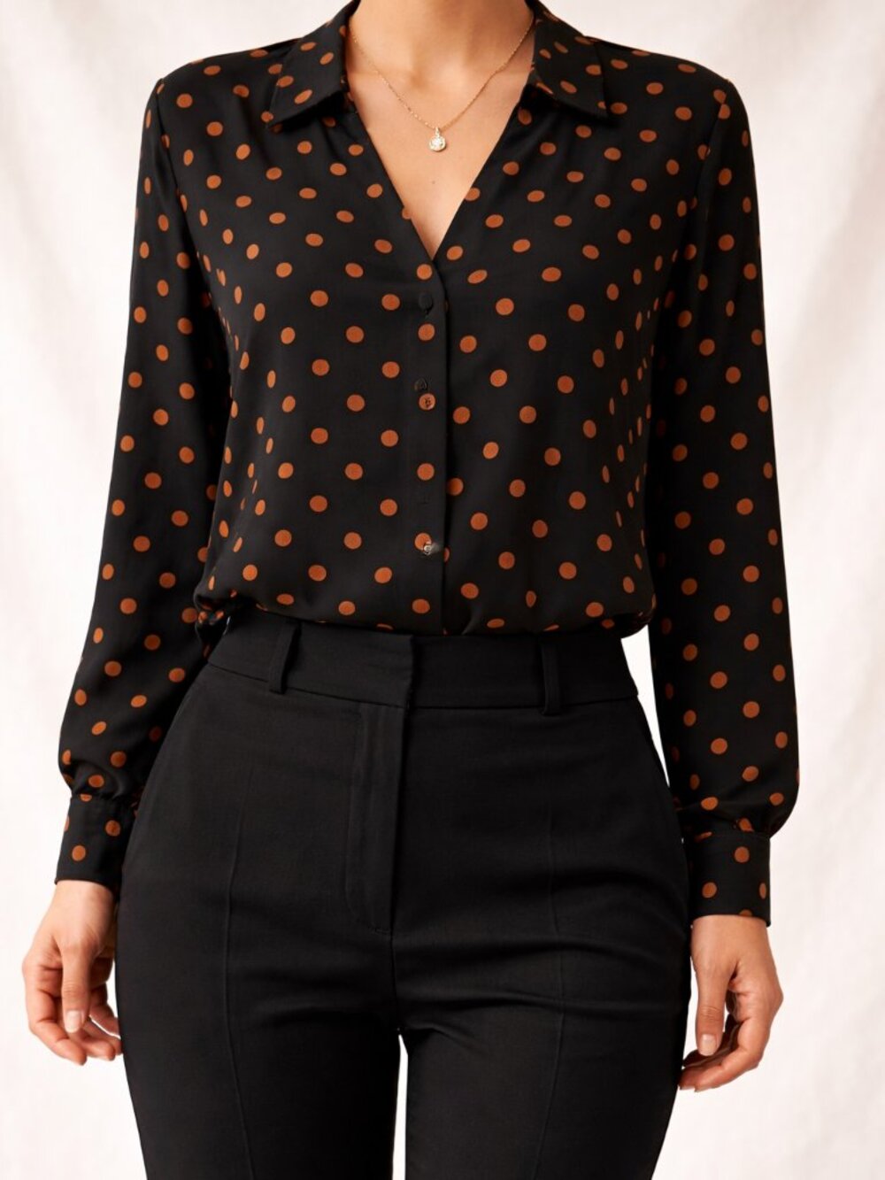 Maurices 2x  Black Top with Brown Polka Dots
